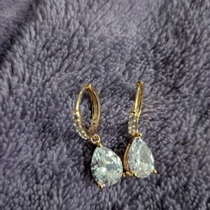 Women's Gold and Silver Teardrop Earrings